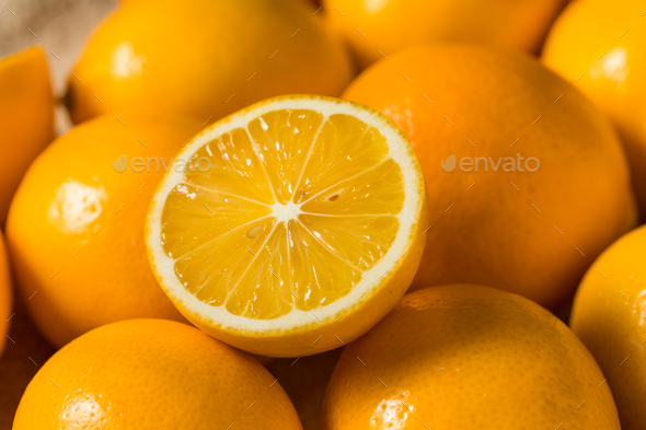 Homemade Organic Yellow Meyer Lemons - Stock Photo - Images