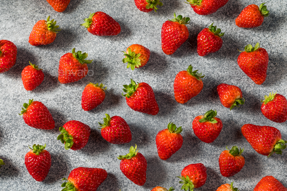 Raw Red Organic Sweet Strawberries - Stock Photo - Images