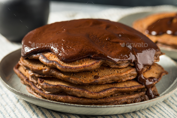 Gourmet Homemade Chocolate Pancakes - Stock Photo - Images