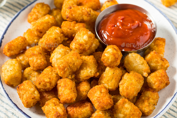 Homemade Baked Tater Tots Potatoes - Stock Photo - Images