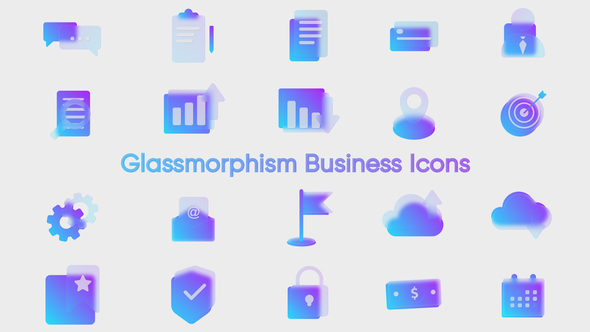 Glassmorphism Business Icons