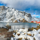 Stunning morning seascape of Norwegian sea and cityscape of Nusfjord village. - PhotoDune Item for Sale