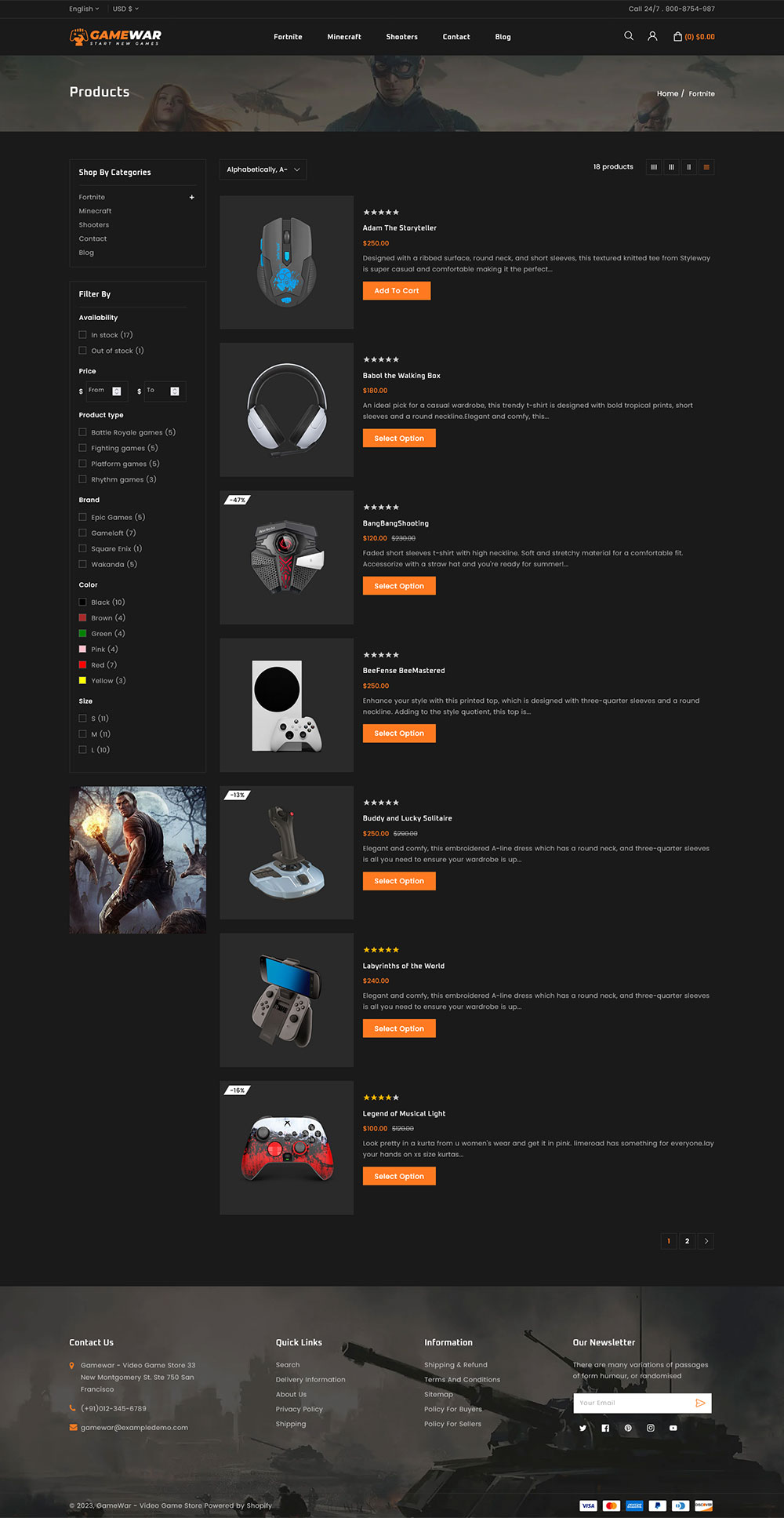 GameWar Digital Game Store Shopify 2.0 Responsive Theme by codezeel