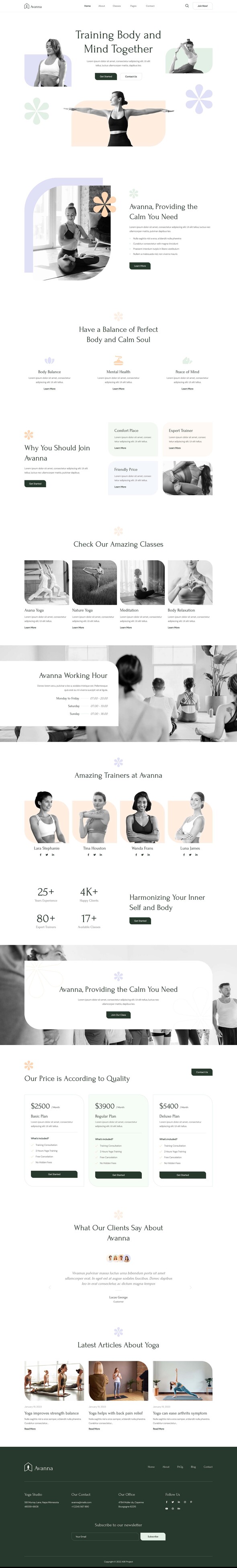 Avanna - Yoga, Meditation & Fitness Elementor Template Kit