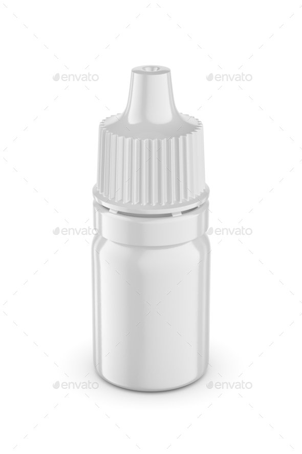 Blank white medicine plastic dropper bottle isolated on white. 3D rendering. - Stock Photo - Images