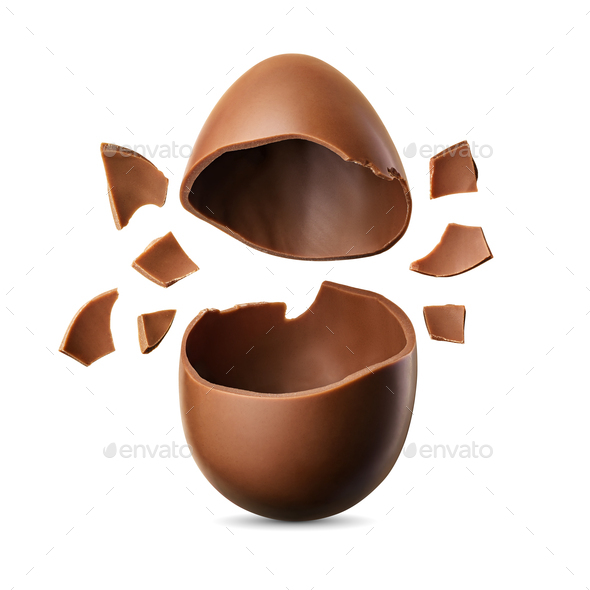 Chocolate Easter egg isolated on white. - Stock Photo - Images