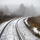 Winter landscape. Railway on a frosty morning - PhotoDune Item for Sale