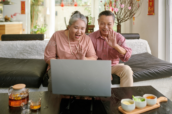 Senior Couple Making Video Call - Stock Photo - Images