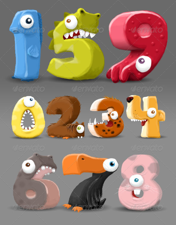 Hand-drawn Number Characters - Characters Illustrations