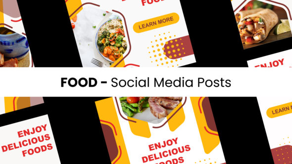 Food - Social Media Posts Elements template preview