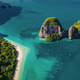 Aerial drone view of Railay beach Krabi Thailand with limestone cliffs - PhotoDune Item for Sale