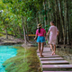 Couple visit the Emerald pool and Blue pool in Krabi Thailand, mangroves, crystal clear water - PhotoDune Item for Sale