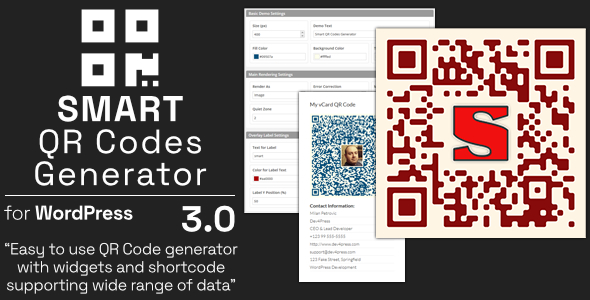 Smart QR Codes Generator - Plugin for WordPress - Preview Image