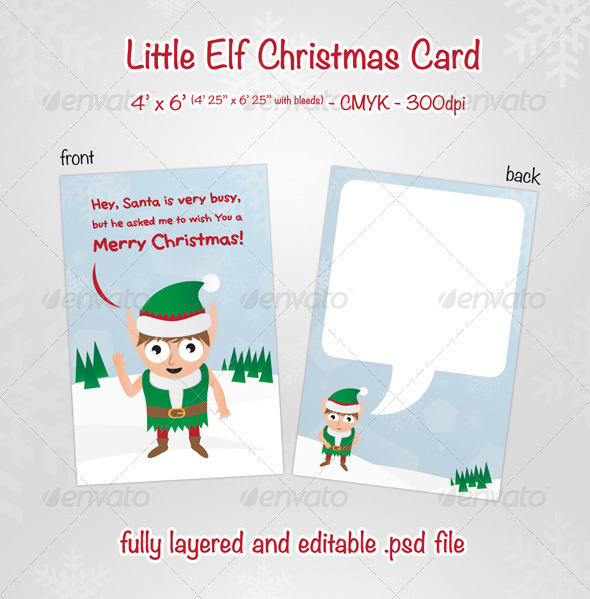 Little Elf Christmas Card - Holiday Greeting Cards