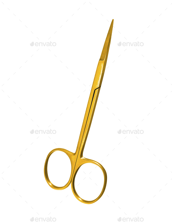 golden scissors isolated - Stock Photo - Images