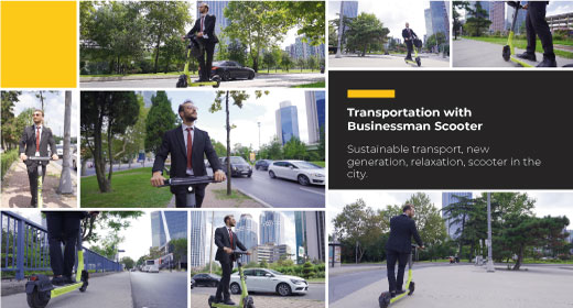Transportation with Businessman Scooter