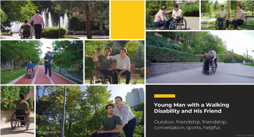 Young Man with a Walking Disability and His Friend