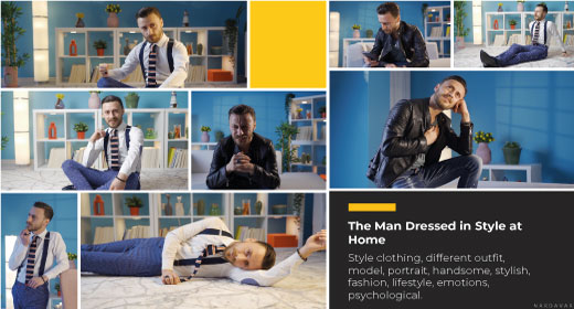 The Man Dressed in Style at Home