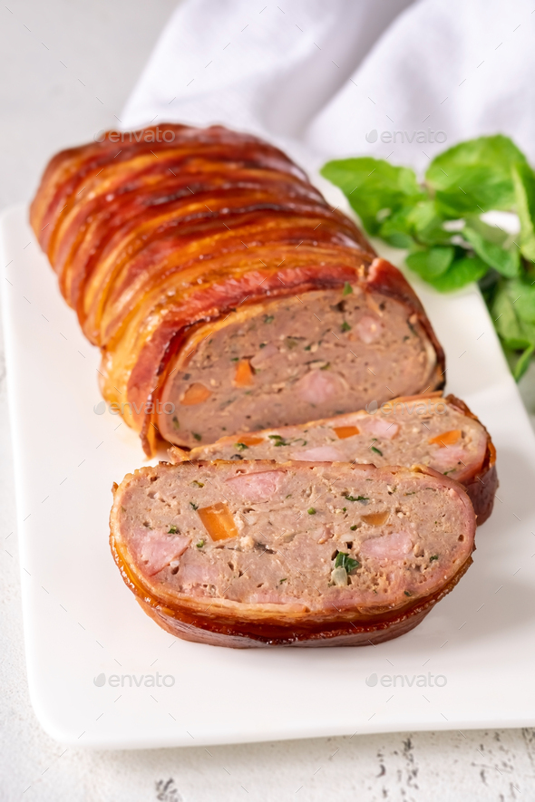 Bacon wrapped Meatloaf - Stock Photo - Images