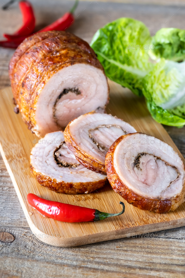 Slow-roast rolled pork - Stock Photo - Images