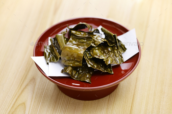 kelp chips, deep fried kombu - Stock Photo - Images