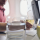 Man enjoying white wine during flight - PhotoDune Item for Sale