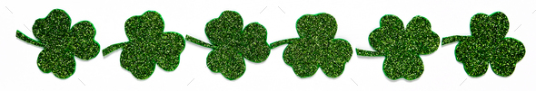 Happy St. Patrick's Day banner.Holiday background.St Patricks Day frame against a white background.  - Stock Photo - Images