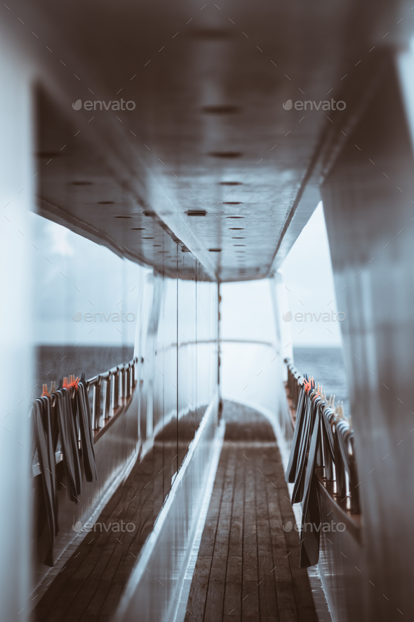 A side-deck of a diving yacht - Stock Photo - Images