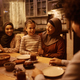 Happy Muslim multigeneration family talking during dinner at dining table. - PhotoDune Item for Sale