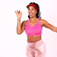 Zumba class, woman of black ethnicity in a training on a white background, samba - PhotoDune Item for Sale