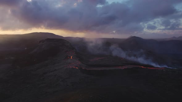 Drone Over Of Lava Flow From Fagradalsfjall Volcano alt
