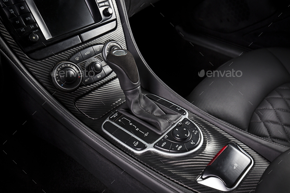 Closeup of inner accessories of a modern car - Stock Photo - Images