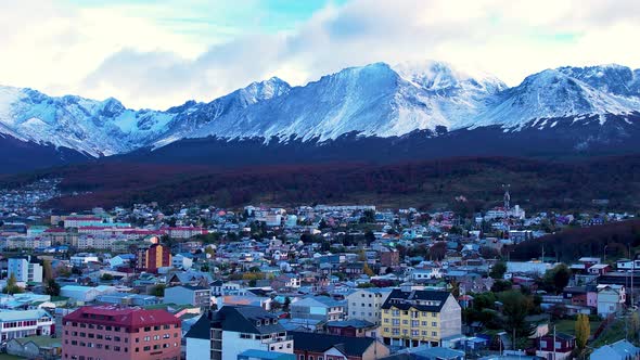 Patagonia landscape. Famous town of Ushuaia at Patagonia Argentina alt