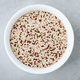 Quinoa. Red white brown quinoa seeds in bowl. Mixed organic quinoa seeds on gray stone background. - PhotoDune Item for Sale