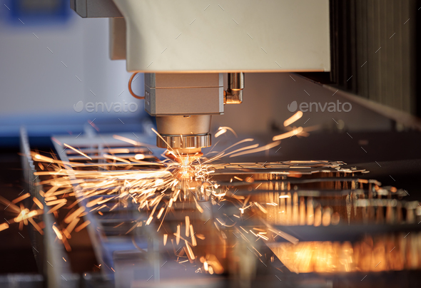 CNC Laser cutting of metal, modern industrial technology. - Stock Photo - Images