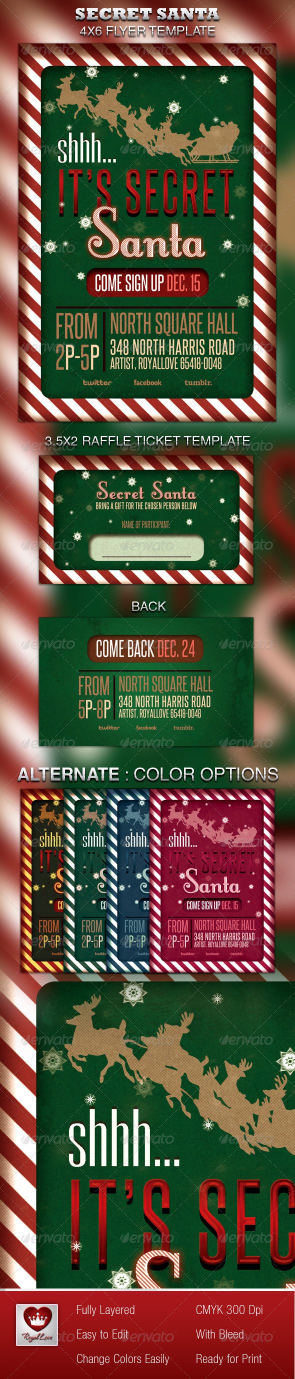 Secret Santa Flyer & Raffle Ticket - Holidays Events