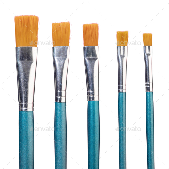 Set of Artistic paint brushes isolated on white background - Stock Photo - Images