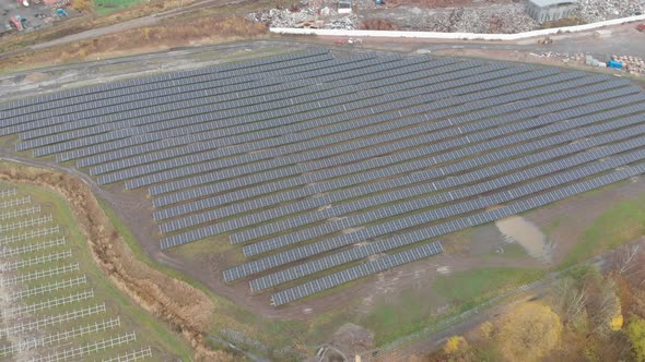 Big Solar Power Plant Renewable Power Aerial Approaching