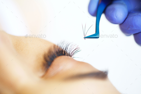 Woman Eye with Long Eyelashes. Eyelash Extension - Stock Photo - Images