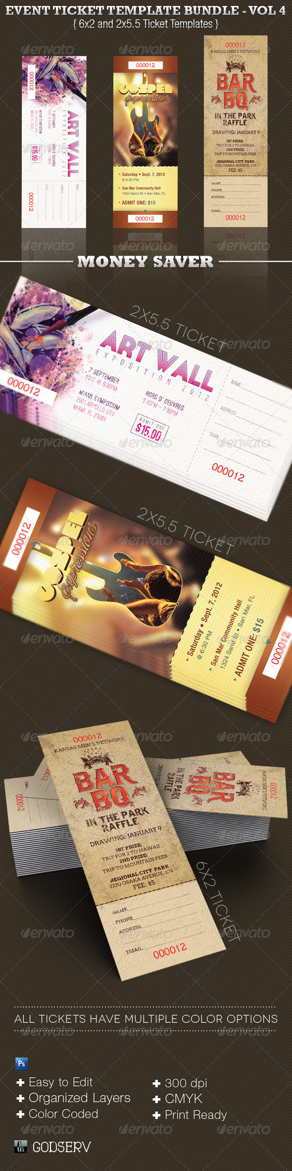 Event Ticket Template Bundle Volume 4 - Miscellaneous Print Templates