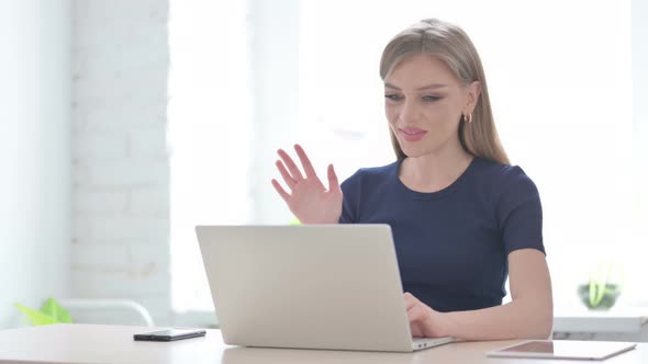 Online Video Call By Woman in Office alt
