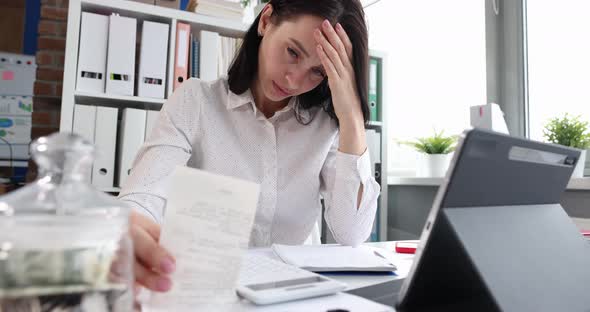 Worried Office Worker Complains About Reading Bad News in Paper Letter alt