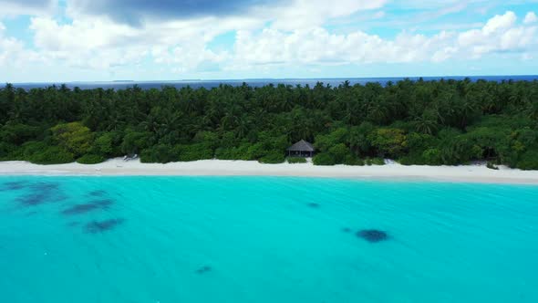 Aerial top view tourism of luxury resort beach trip by blue sea with bright sandy background of a da alt