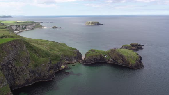 Carrick-a-Rede Rope Bridge, part of the Causeway Coastal Route on the north coast of Northern Irelan alt