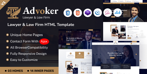 Advoker - Lawyer & Law Firm HTML Template