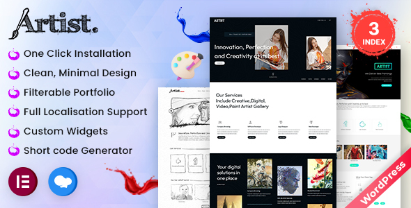 Artist Wordpress Theme: Showcase Painter, Sketcher, Writer & Handcraft ...