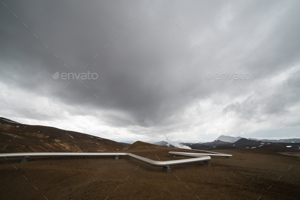 Renewable geothermal energy pipeline - Stock Photo - Images
