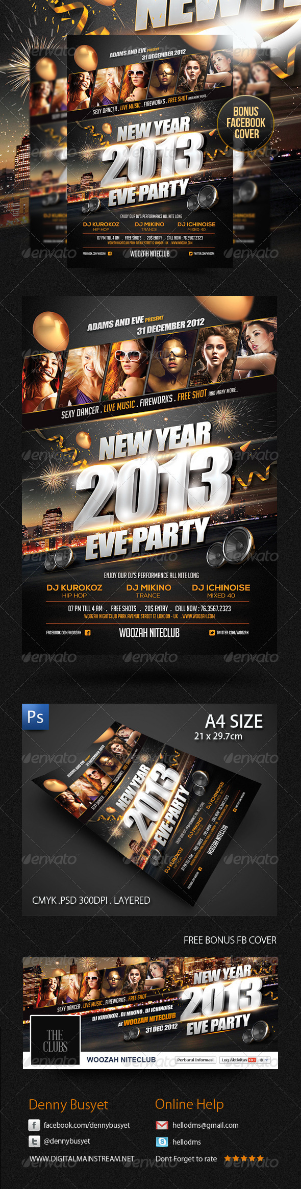 New Years Eve Party Flyer Poster Template - Clubs & Parties Events