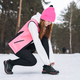 Young red haired woman in pink sportswear running in winter snowy forest - PhotoDune Item for Sale