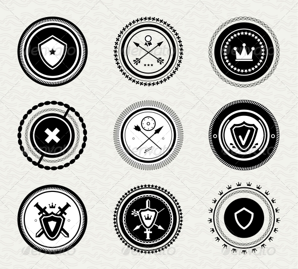 Vintage Retro Protect Badges and Labels - Decorative Symbols Decorative